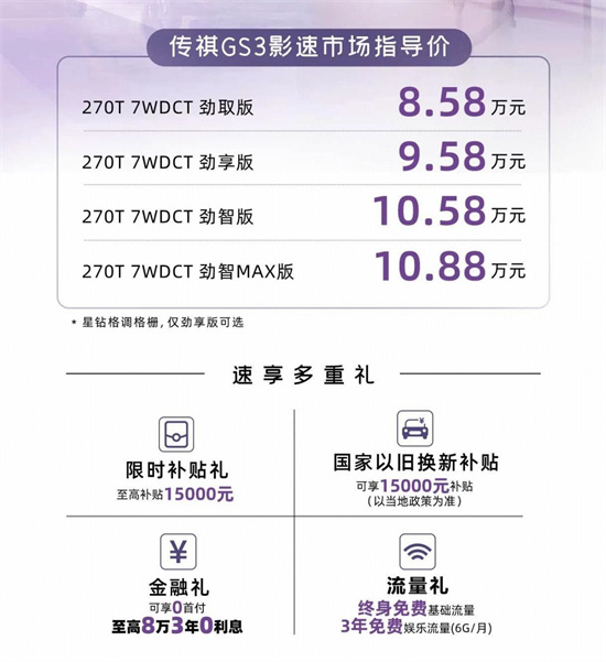 2025款传祺GS3·影速上市 售8.58-10.88万元