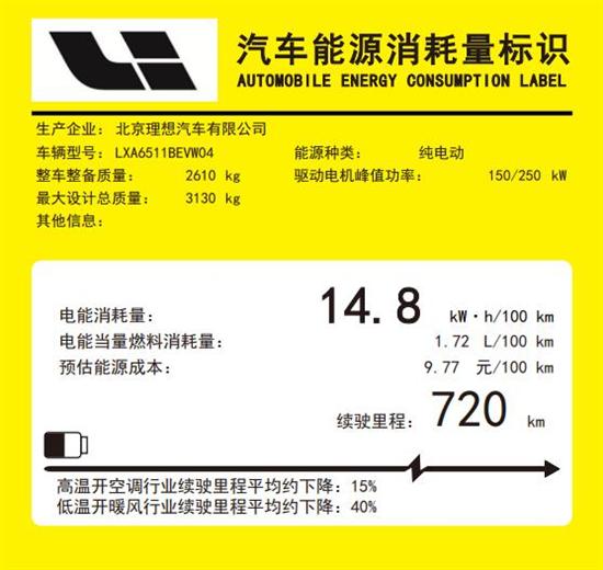 理想i8将于7月发布 纯电续航里程720km
